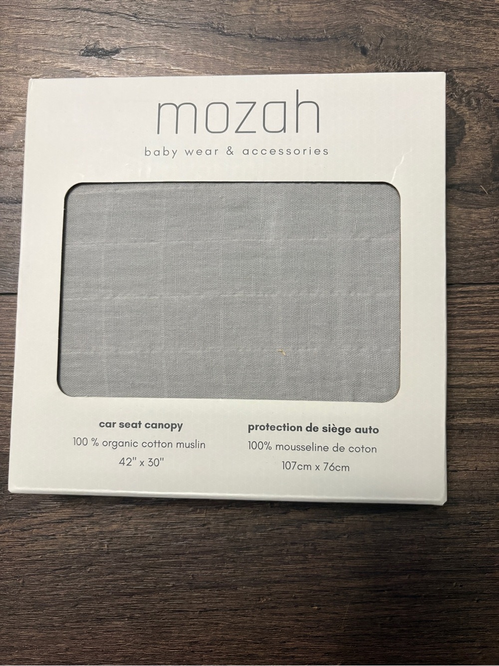 ⭐️ New in Box MOZAH Organic Cotton Muslin Car Seat Canopy Gray